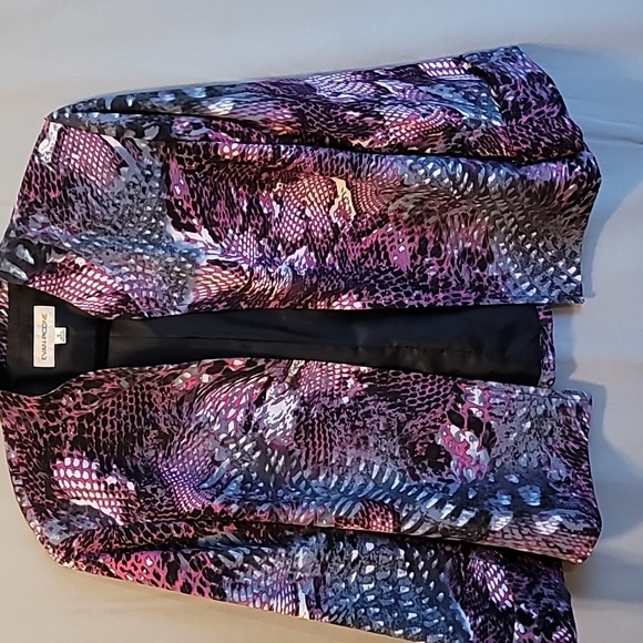 Evan Picone Open Front Jacket Snake Print Purple 12 - Picture 1 of 4